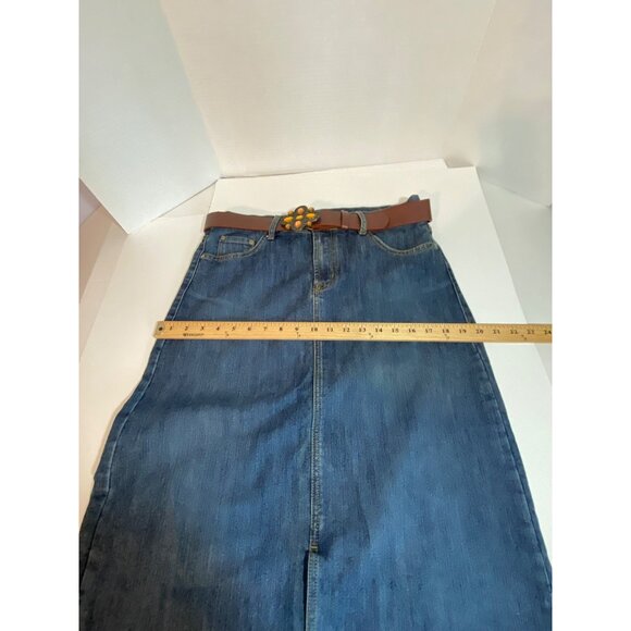 Lena Jeans Y2K Blue Demin Maxi Skirt with Gem Belt and Front Slit Women's 8 NWOT - Picture 8 of 10